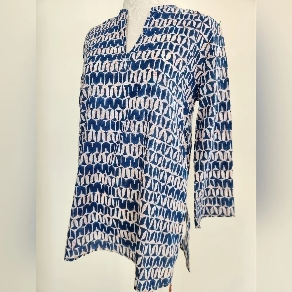 || ROBERTA ROLLER RABBIT || resort wear tunic, geometrical print, v neck